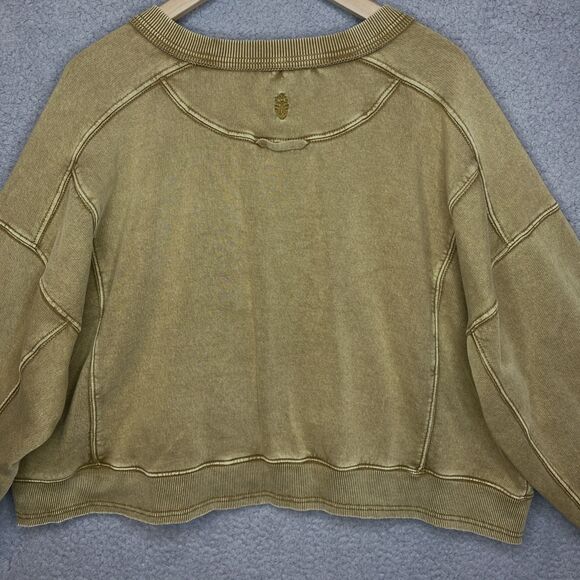 Free People Movement Sz XL Harvest Gold Intercept Crop Crewneck Relaxed Pullover - Picture 11 of 16